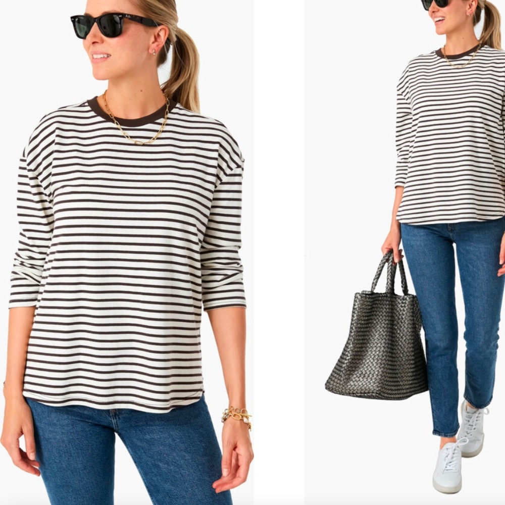 Tuckernuck Pomander Place Mocha Striped Knit Popover